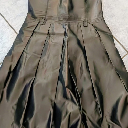 Zara satin strapless dress balloon hem brown size large new