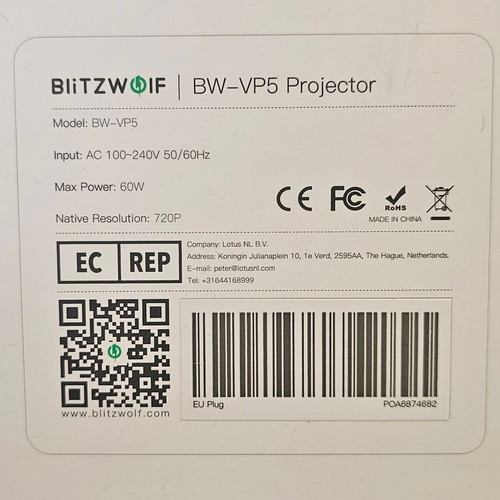 Projector Blitzwolf BW-VP5 with 80" screen and stand new