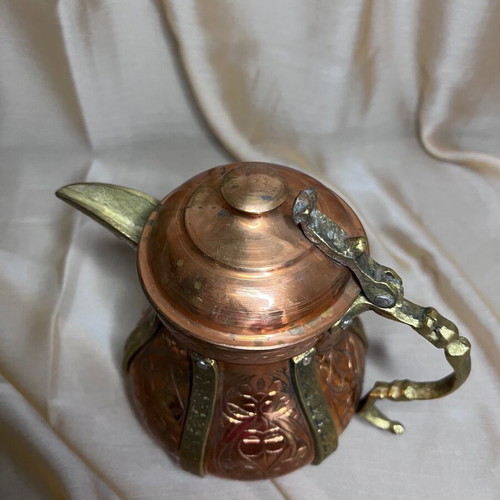 Vintage Copper Decorative Set with Plate and Jug Like New