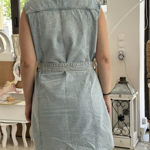 Pink Woman denim dress with faded spots, size L