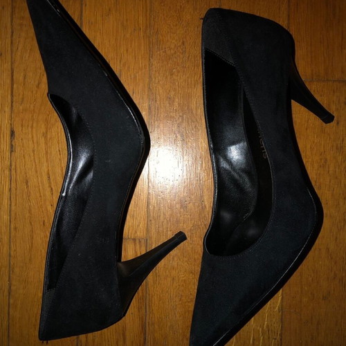 Moyo Black Suede Pointed Stiletto Heel Shoe like new 8cm