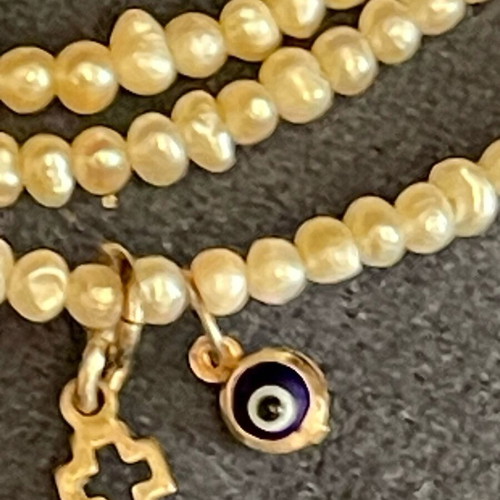 Vintage Silver Amulet Necklace with Freshwater Pearl like new