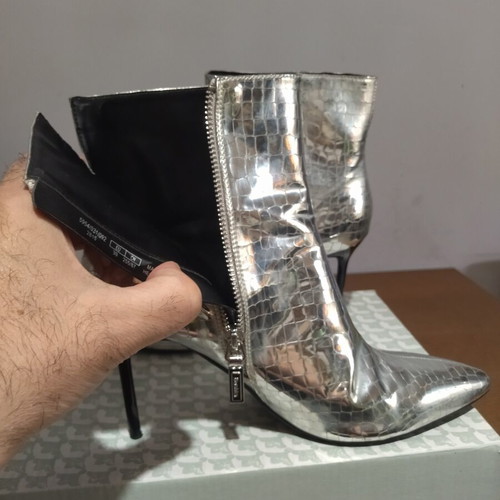 Bershka Silver Croc Ankle Boots size 39 like new