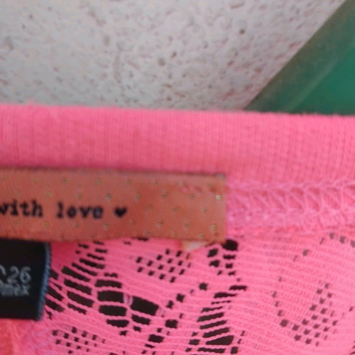 Bershka blouse with lace 3/4 sleeve fluorescent pink like new