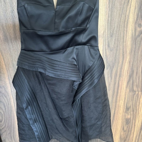 Cora Groppo Black Silk Strapless Draped Dress, Size 40