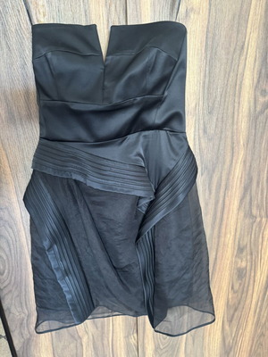 Cora Groppo Black Silk Strapless Draped Dress, Size 40