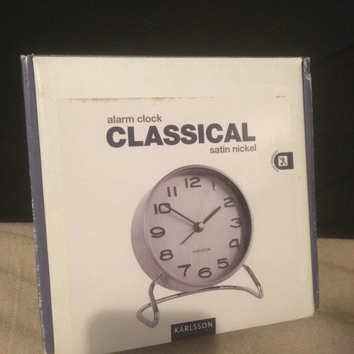 Karlsson Analog Table Clock new satin nickel 9.5x7 cm