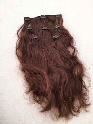 Natural hair extensions used, brown, set of 3 pieces