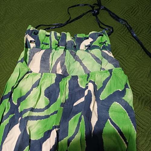 Strapless dress used, size L, multicolor green