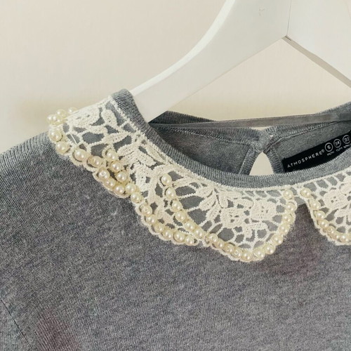 Atmosphere sweater with pearls new, gray, size XS