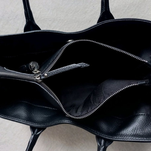 Italian large handbag new, genuine leather, black 40×25cm