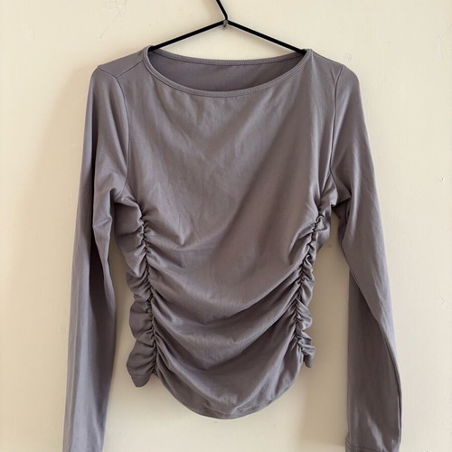 Grey top with side ruching used, size M