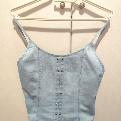 Vintage denim blouse used, size M, blue cotton