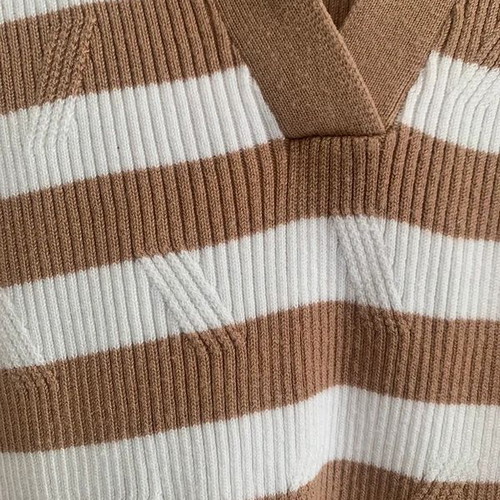 Rio & Rian striped blouse used, size L/XL, white and brown