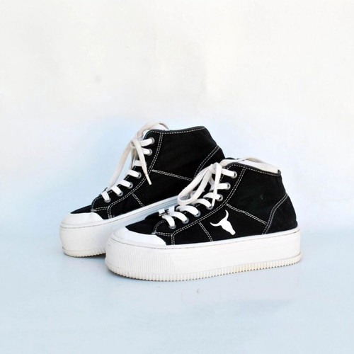 Windsor Smith Black Canvas Platform Sneakers Size 38 Used