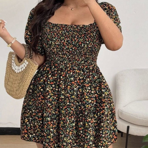 Floral dress Shein new, size XXXL 46 18, black