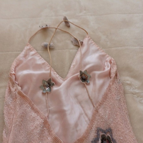 Vintage style dress used, pink, embroidered, size M