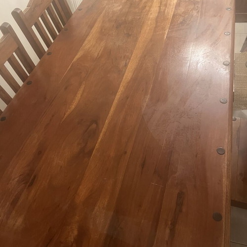 Solid wood dining table with 6 chairs set