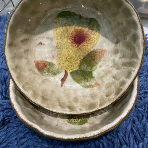 Set of three handmade bowls with painting like new