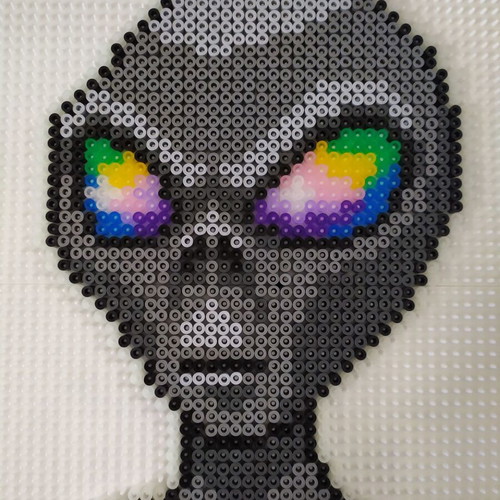 Handmade Alien portrait new with bead galaxy eyes