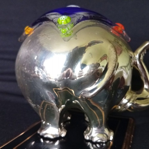 Elephant with Murano glass saddle like new, 11-12 cm