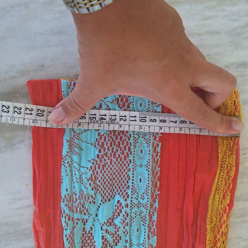 Handmade orange coral summer clutch with lace new