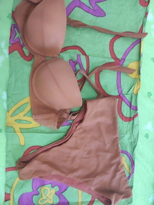 Women's terracotta swimsuit new with bra and high-waisted slip