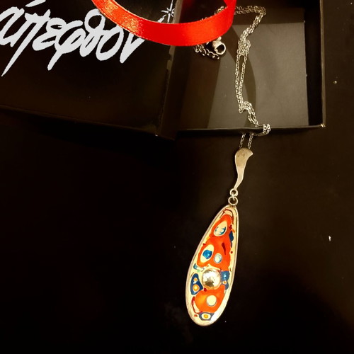 Chromatic Cell handmade pendant in 925 silver and enamel new