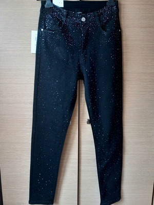 Miss Good black stretch jeans with rhinestones new, size 42