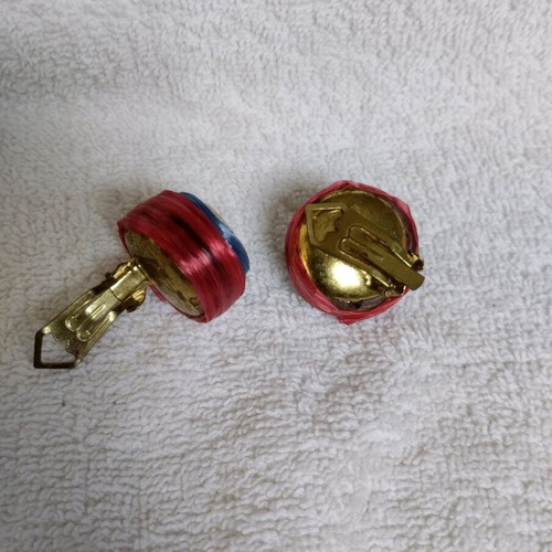 Vintage clip-on earrings new, blue and red