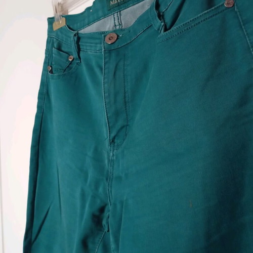 Jeans-style pants five-pocket like new, straight cut, XL, green turquoise