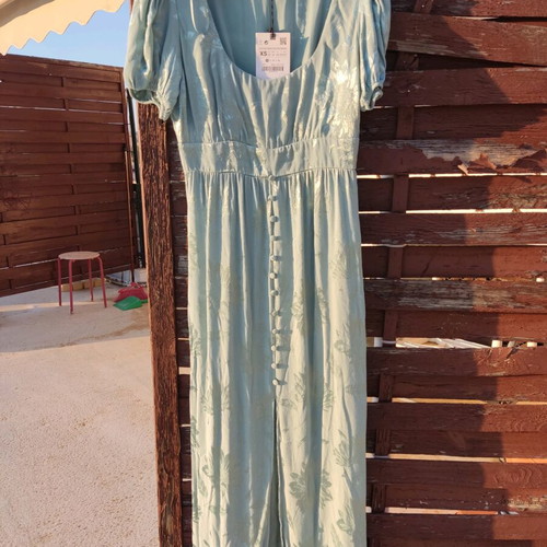 Zara satin dress green mint green XS new for wedding and baptism