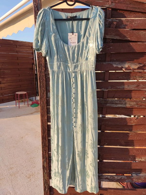Zara satin dress green mint green XS new for wedding and baptism