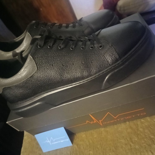 Martinetto men's shoes size 43 new, black leather casual