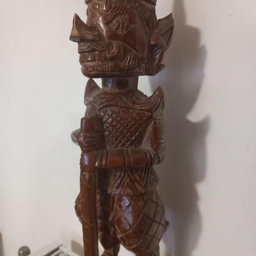 Wooden Buddhist Statue Temple Guard used, teak wood 42cm