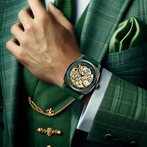 Mechanical automatic watch new, luxury, waterproof, green