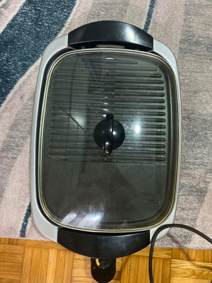 Electric grill 2-in-1 with glass lid like new, 50x31cm