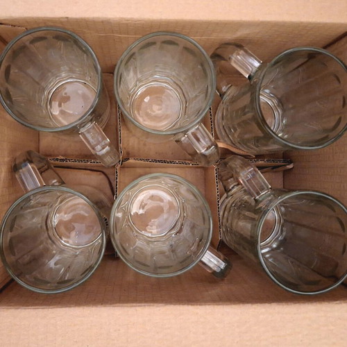 Set of 6 Glass Beer Mugs unused