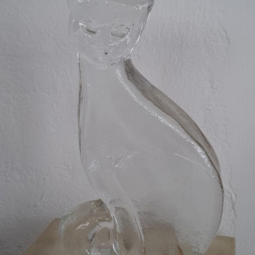 Glass Art Cat Figurine by Bertil Vallien for Kosta Boda, Sweden 1970s like new