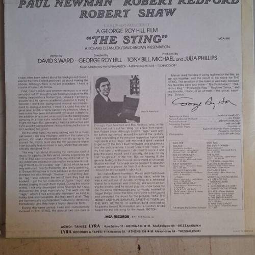 The Sting Original Motion Picture Soundtrack Vinyl like new