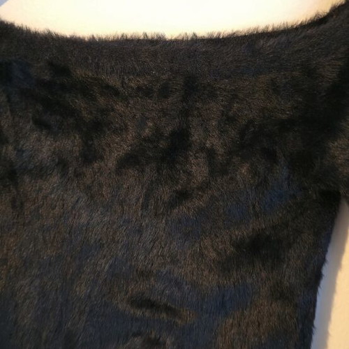 HM Divided Women's Off Shoulder Fuzzy Black Blouse Medium Like New