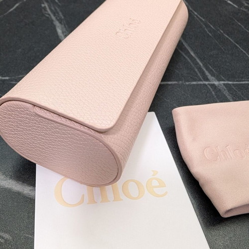 Chloe large beige sunglasses case with card and cloth