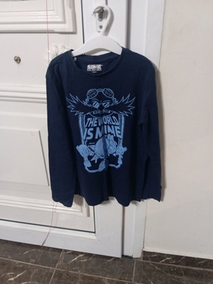 Sinsay long-sleeve boys' mako shirt like new, blue, size 8-9 years