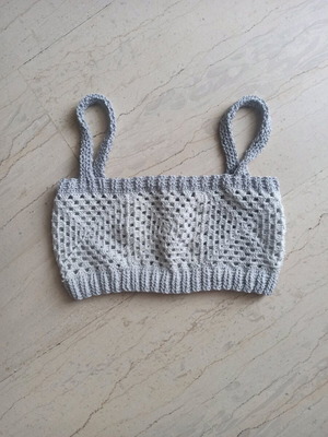 Handmade knitted crop top gray, size small, new
