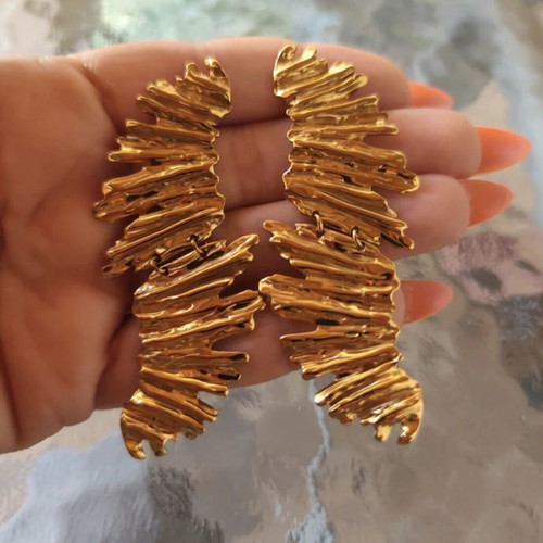 Statement earrings gold stainless steel 316L new by Άπεφθον