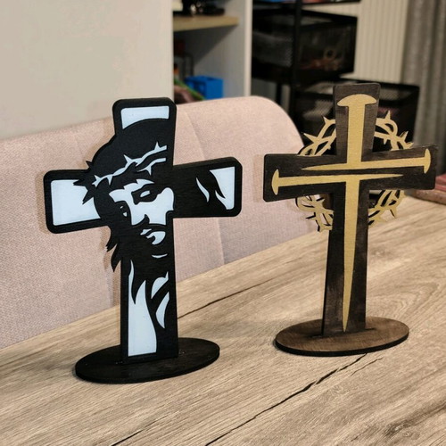 Wooden tabletop crosses set of 2 pieces new