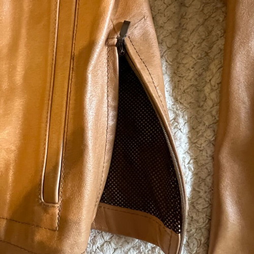Italian leather jacket used, light brown, size 50