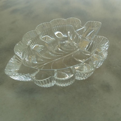 Cristal d' Arques Fougere leaf-shaped individual crystal ashtray