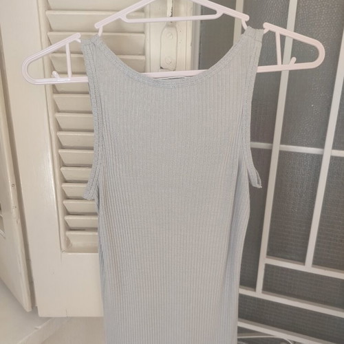 Massimo Dutti ribbed grey tank top XS
