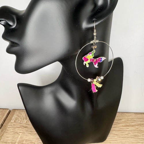 Handmade hanging earrings used, silver, length about 7 cm